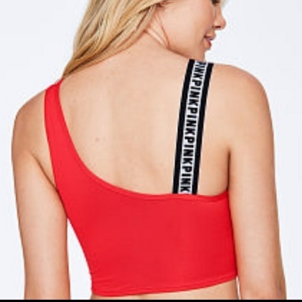 PINK Red One Shoulder sports bra Size XS - Picture 2 of 5